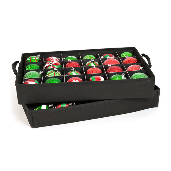 [Red Christmas Ornament Storage Box With Dividers] - (Holds 48 Ornaments up  to 3 Inches in Diameter) | Acid-Free Removable Trays with Separators 